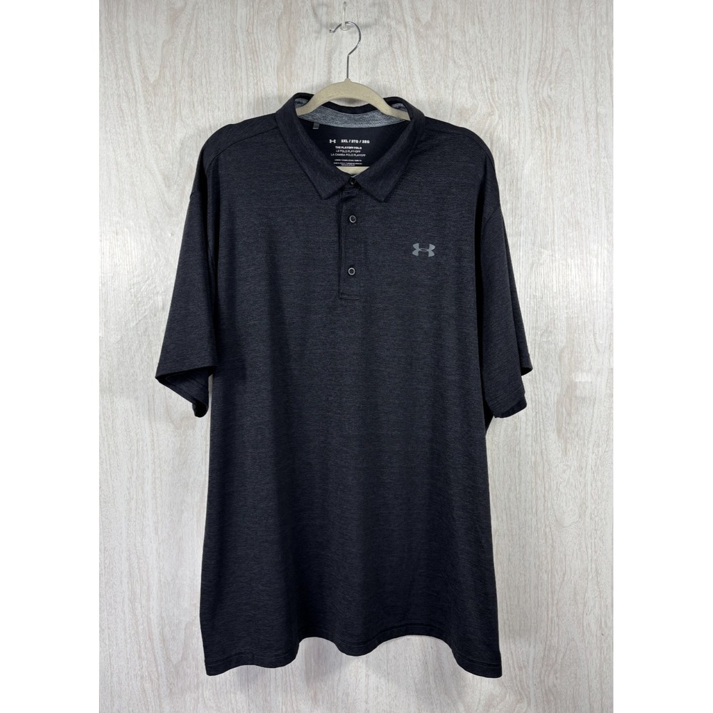 Under Armour Playoff Polo Men's 3XL Black Gray HeatGear Golf Athletic Shirt